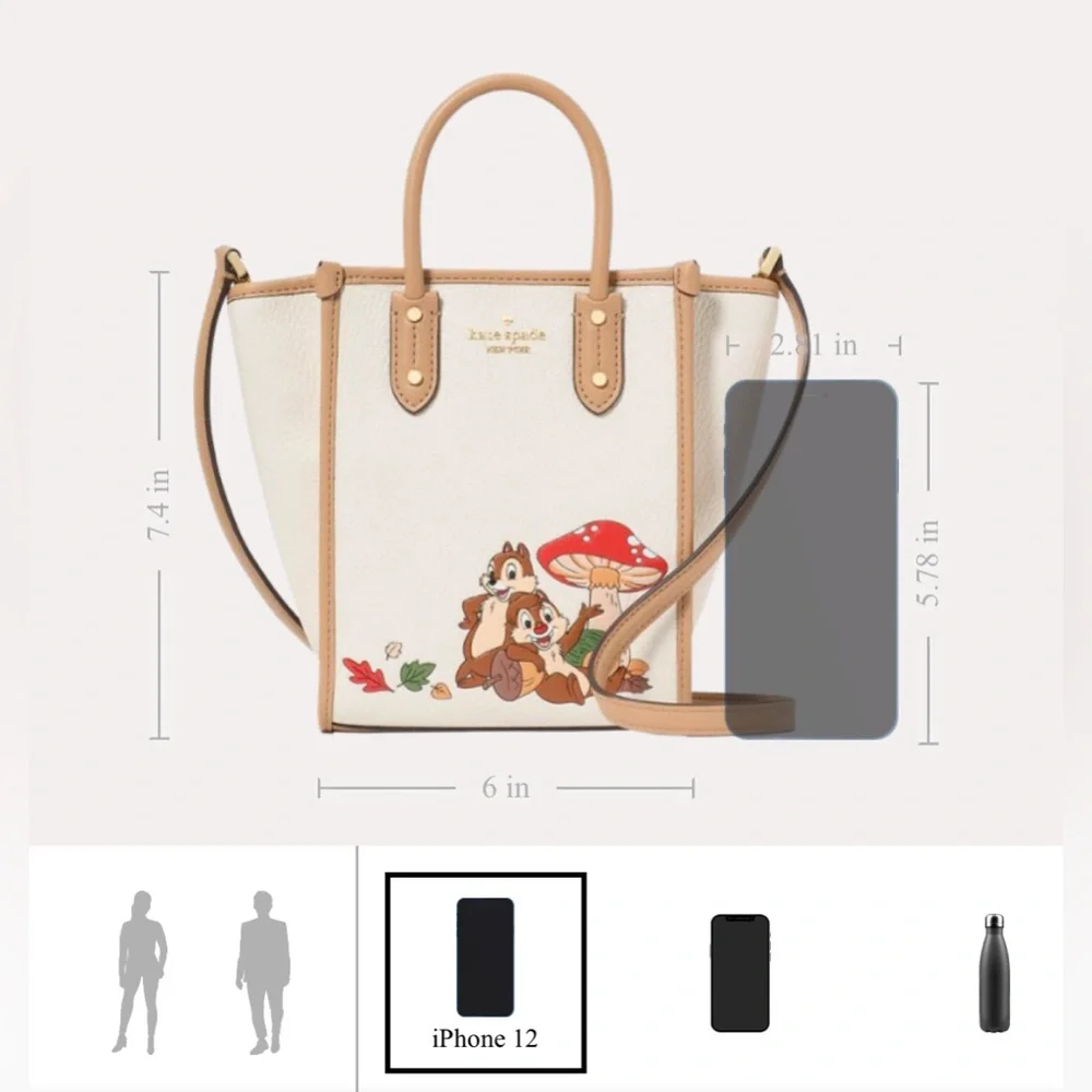 Kate Spade x Disney NWT Chip N Dale Mini Ella Tote Limited Edition - Picture 7 of 17